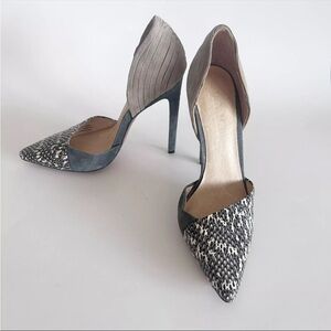 L.A.M.B. Snake Gray Leather Heels Pointed Toe Size 7M